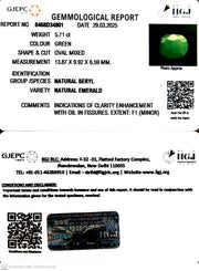 5.71/CT Natural Panna Stone with Govt. Lab Certificate